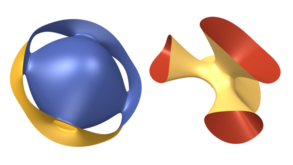 Surfaces in 3D space that share geometric properties and can be described by one equation. Image courtesy of Dr Artie Prendergast-Smith.